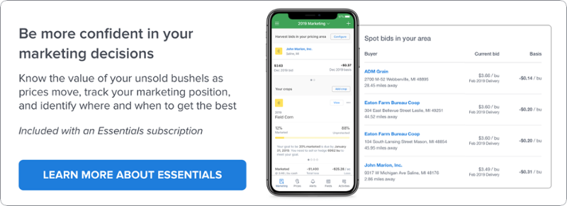 Be more confident in your marketing decisions with FarmLogs Essentials. Know the value of your unsold bushels and track your marketing production. Learn more »